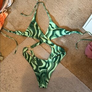 Green Swirl Pattern Bikini